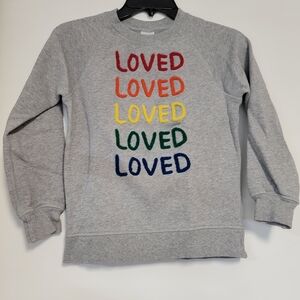 Hanna Andersson Gray Kids Sweatshirt with‎ Multicolor 'Loved' Design US 8